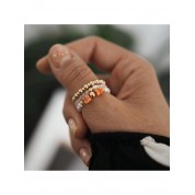 Elegant Natural Stone & Pearl Ring Set