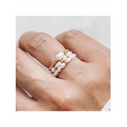 Elegant Natural Stone & Pearl Ring Set