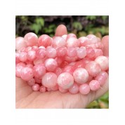 Natural Pink White Jade Beads For Diy Jewelry