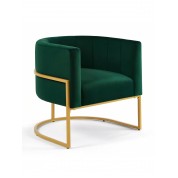 Elegant Velvet Accent Chair With Golden Stand