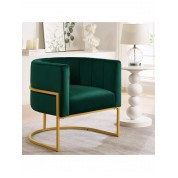 Elegant Velvet Accent Chair With Golden Stand