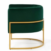 Elegant Velvet Accent Chair With Golden Stand