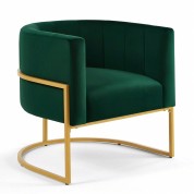 Elegant Velvet Accent Chair With Golden Stand