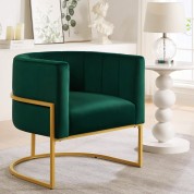 Elegant Velvet Accent Chair With Golden Stand