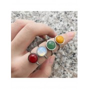 Elegant Stainless Steel Natural Stone Ring