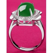 Elegant S925 Silver Green Agate Jade Ring