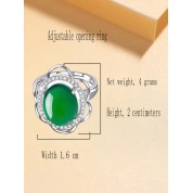 Elegant S925 Silver Green Agate Jade Ring