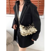 Glamorous Gold Pvc Sequined Clutch Bag