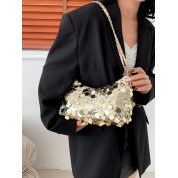 Glamorous Gold Pvc Sequined Clutch Bag