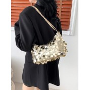 Glamorous Gold Pvc Sequined Clutch Bag