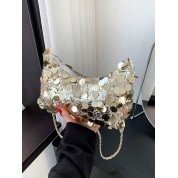 Glamorous Gold Pvc Sequined Clutch Bag