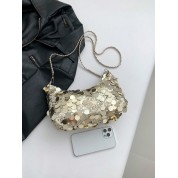 Glamorous Gold Pvc Sequined Clutch Bag