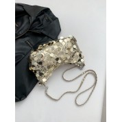 Glamorous Gold Pvc Sequined Clutch Bag