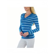 Stylish Striped V-neck Long Sleeve Top