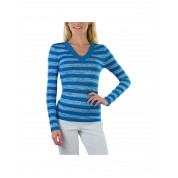 Stylish Striped V-neck Long Sleeve Top