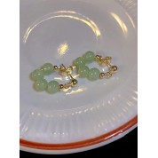 Vintage Imitation Jade Bead Earrings