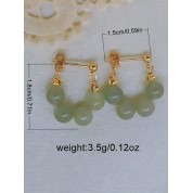 Vintage Imitation Jade Bead Earrings