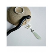 Elegant Black Wood Hairpin With Jade Tassel