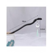 Elegant Black Wood Hairpin With Jade Tassel