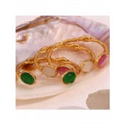 Elegant 18ct Gold Plated Jade Bangle