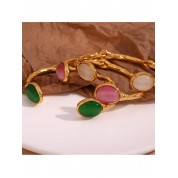 Elegant 18ct Gold Plated Jade Bangle