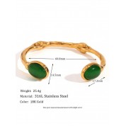 Elegant 18ct Gold Plated Jade Bangle