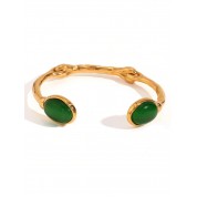 Elegant 18ct Gold Plated Jade Bangle