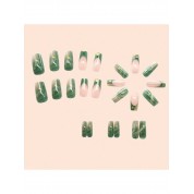 Elegant Square Jade Green False Nails Set