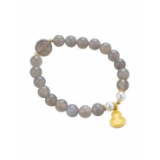 Elegant Grey Agate Gourd Beaded Bracelet