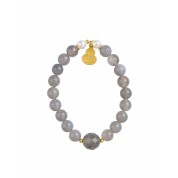 Elegant Grey Agate Gourd Beaded Bracelet