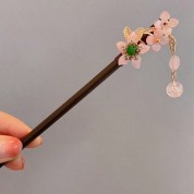 Elegant Pink Jade Flower Hair Stick