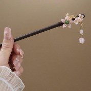 Elegant Pink Jade Flower Hair Stick