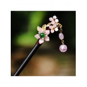 Elegant Pink Jade Flower Hair Stick