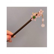 Elegant Pink Jade Flower Hair Stick