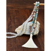 Elegant Holiday White Silk Tassel Necklace