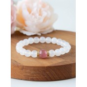 Elegant 8mm Natural White Agate Bracelet