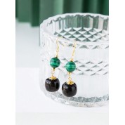 S925 Silver Obsidian Peacock Earrings