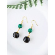 S925 Silver Obsidian Peacock Earrings