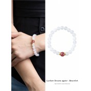 Elegant 8mm Natural White Agate Bracelet