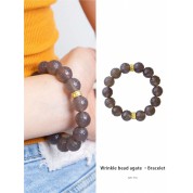 Grey Natural Agate Beads Bracelet For Good Luck