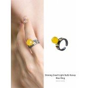 Handmade Natural Amber S925 Silver Rooster Ring