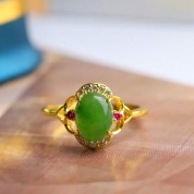 Elegant Emperor Green Jadeite Ring