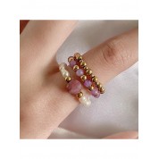 Elegant Natural Stone & Pearl Ring Set