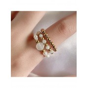 Elegant Natural Stone & Pearl Ring Set