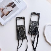 Marble Pattern Flip Phone Case Crossbody Bag