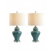 Classic Cottage Led Table Lamp In Jade Green