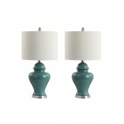 Classic Cottage Led Table Lamp In Jade Green