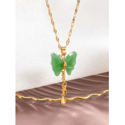 Elegant Imitation Jade Butterfly Tassel Necklace