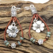 Bohemian Leather Rope Jade Beaded Earrings