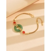 Elegant Gold Green Chalcedony Bracelet